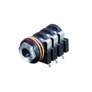 REAN Jackb�sning stereo, plasthus med chrom m�trik udvendigt gevind