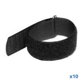 Velcrob�nd 220x25 mm pakke med 10 styk, Sort/Sort