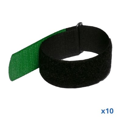 Velcrob�nd 220x25 mm pakke med 10 styk, Sort/Gr�n