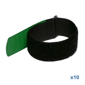 Velcrob�nd 220x25 mm pakke med 10 styk, Sort/Gr�n