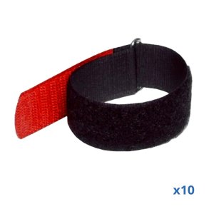 Velcrob�nd 300x25 mm pakke med 10 styk, Sort/R�d