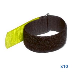 Velcrob�nd 410x25 mm pakke med 10 styk, Sort/Gul