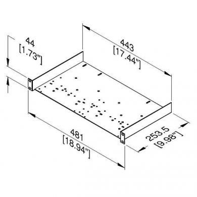 Rackhylla 2 enheter, 253,5 mm djup