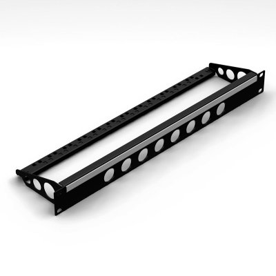 Rack Panel 1U 8 D-size med kabelaflastning