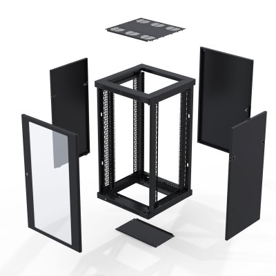 Rack Tower 22 enheter 600 x 600 mm med glasd�rr, svart