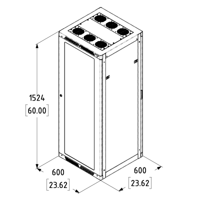 Rack Tower 32 unit 600 x 600 mm med Glasl�ge, Sort