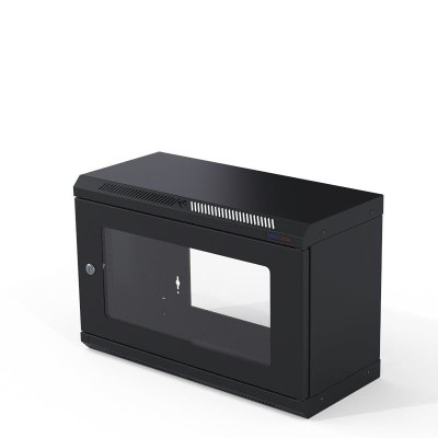 V�ggmonterat rack med polykarbonatd�rr 6 enheter, anv�ndbart djup 225 mm