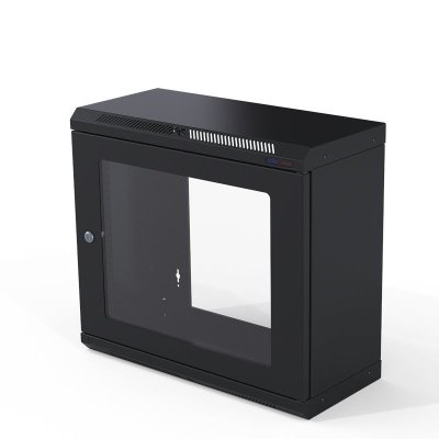 V�ggmonterat rack med polykarbonat d�rr 9 unit, anv�ndbart djup 225 mm