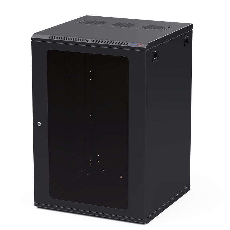 Vggmonterat rack med polykarbonat drr 18 enheter, anvndbart djup 600 mm