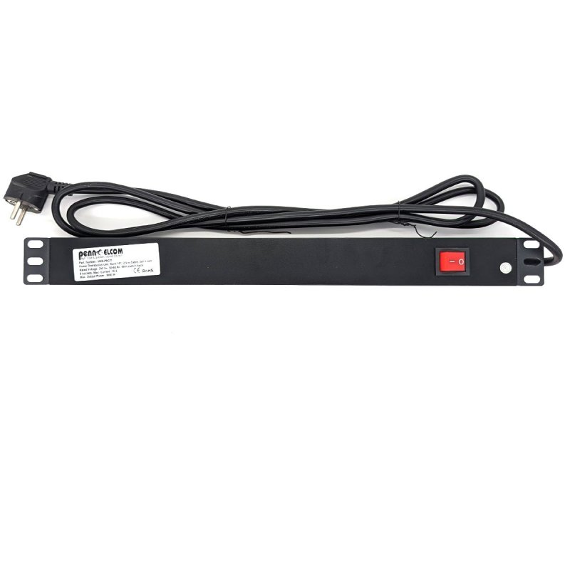 Strmskinne med afbryder 8-Shouko stik p bagside, Sort 1 unit