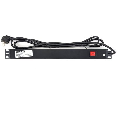 Str�mskinne med afbryder 8-Shouko stik p� bagside, Sort 1 enhed