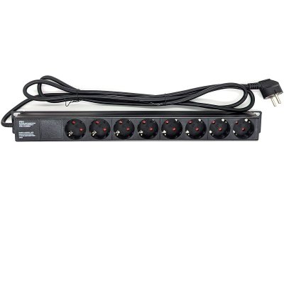Str�mskinne med afbryder 8-Shouko stik p� bagside, Sort 1 unit
