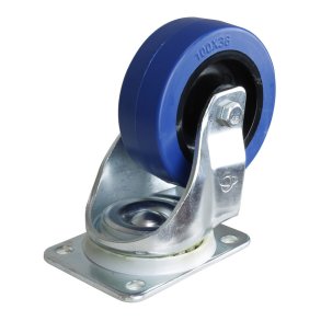 Bl� gummihjul Heavy Duty 100mm, drejbare hjul uden l�s