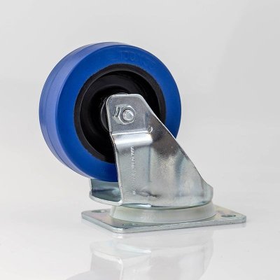 Bl� gummihjul Heavy Duty 100mm, drejbare hjul uden l�s