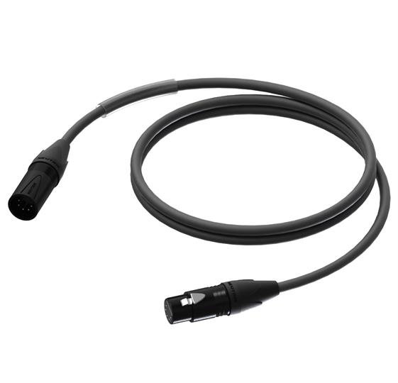 ProCab XLR kabel 5-P DMX med sort Neutrik