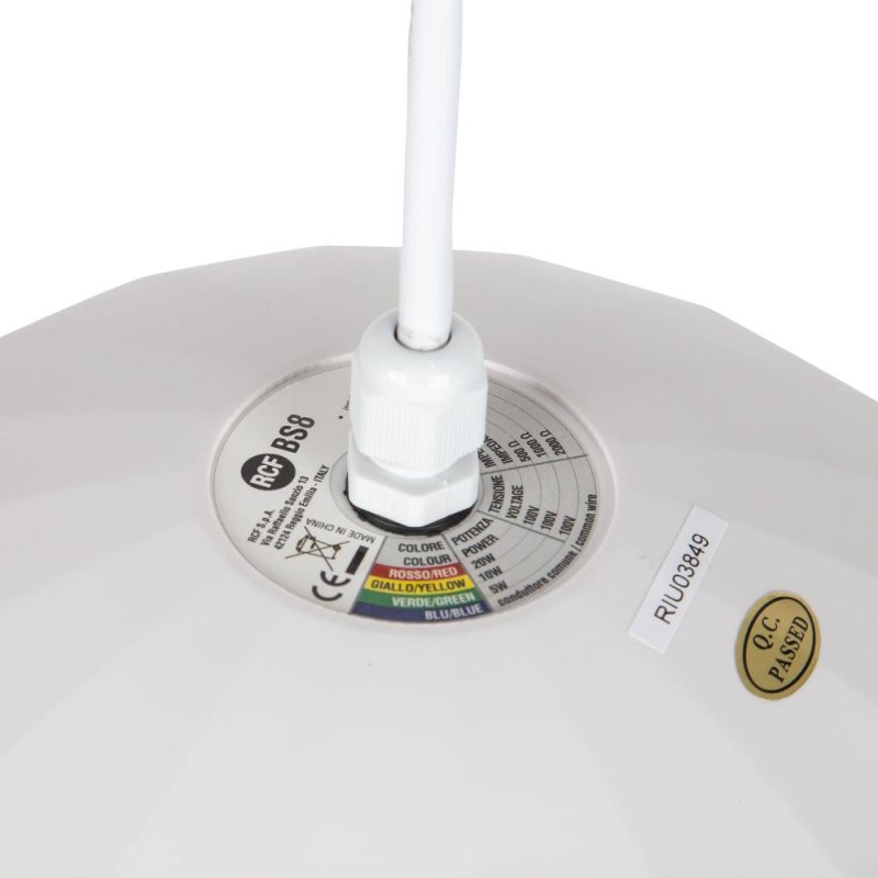 RCF Kuglehjttaler BS8 100V 20W, Hvid, 5 m kabel