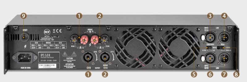 RCF Forstrker iPS 2,5 k 2500 W 2 x 1250 W 4 Ohm