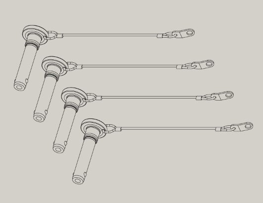 Quick lock pins til GTX12 front/back rigging points og GTS 29 link 4 styk