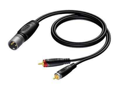 ProCab XLR han > 2 x RCA - 1,5 meter