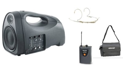 Senrun batteridrivet h�gtalarset m/ v�ska och headsetmikrofon