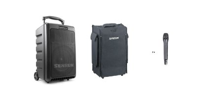 Senrun EP900 transportabel h�jttaler 180W med 1 x modtager 6A og 2 x h�ndholdt mikrofon