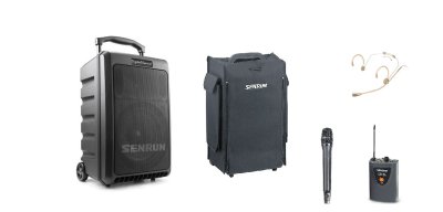 Senrun EP900 transportabel hjttaler 180W med 1 x modtager 6A og 1 x headset mikrofon + 1 x hndholdt mikrofon