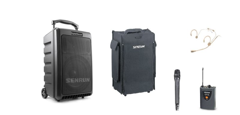 Senrun EP900 transportabel hjttaler 180W med 1 x modtager 6A og 1 x headset mikrofon + 1 x hndholdt mikrofon