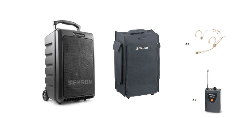 Senrun EP900 transportabel hjttaler 180W  m/2 x modtager 6A og 2 x headset mikrofon
