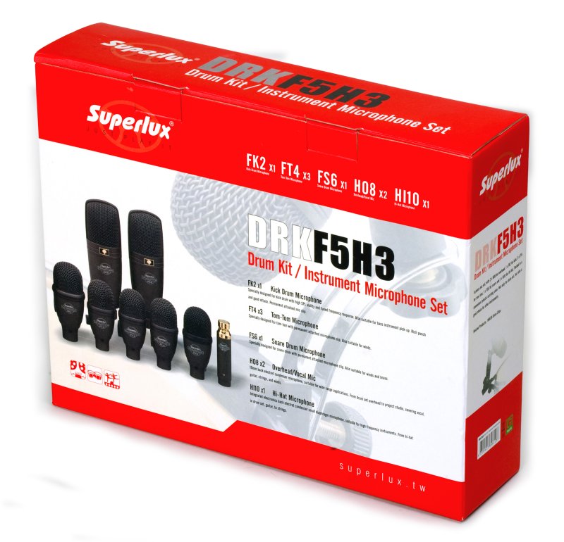 Superlux Trumset med mikrofon, set med 8 mikrofoner