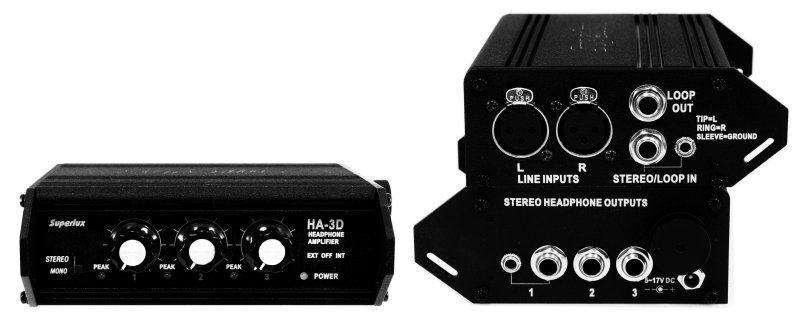 Superlux Transportabel hovedtelefon forstrker 3 kanaler