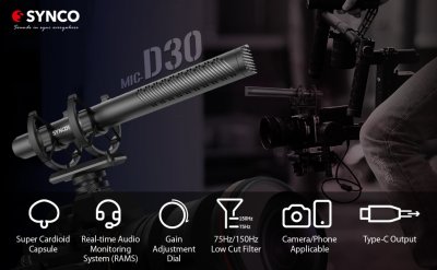 Synco D30 Video shotgun mikrofon til kamera