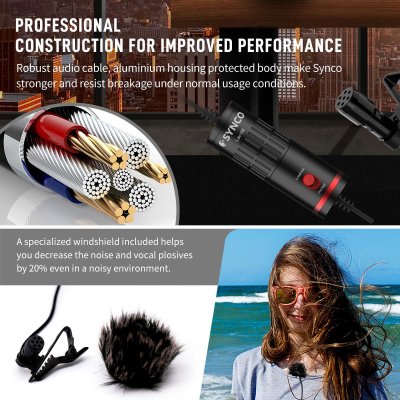 Synco lavalier mikrofon m/6 meter kabel