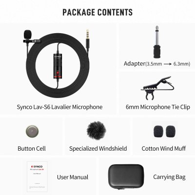 Synco lavalier mikrofon m/6 meter kabel