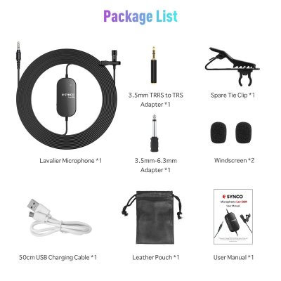 Synco lavalier mikrofon m/hovedtelefon udgang