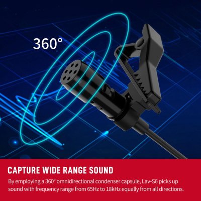 Synco lavalier mikrofon med 6 meter kabel