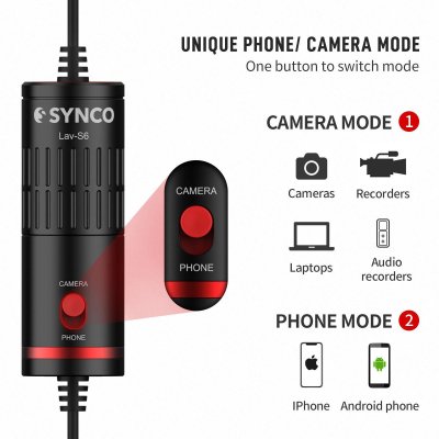 Synco lavalier mikrofon med 6 meter kabel