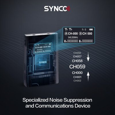 Synco tr�dl�st mikrofons�t 2 TX / 1 RX UHF 525 MHz-539.7 MHz