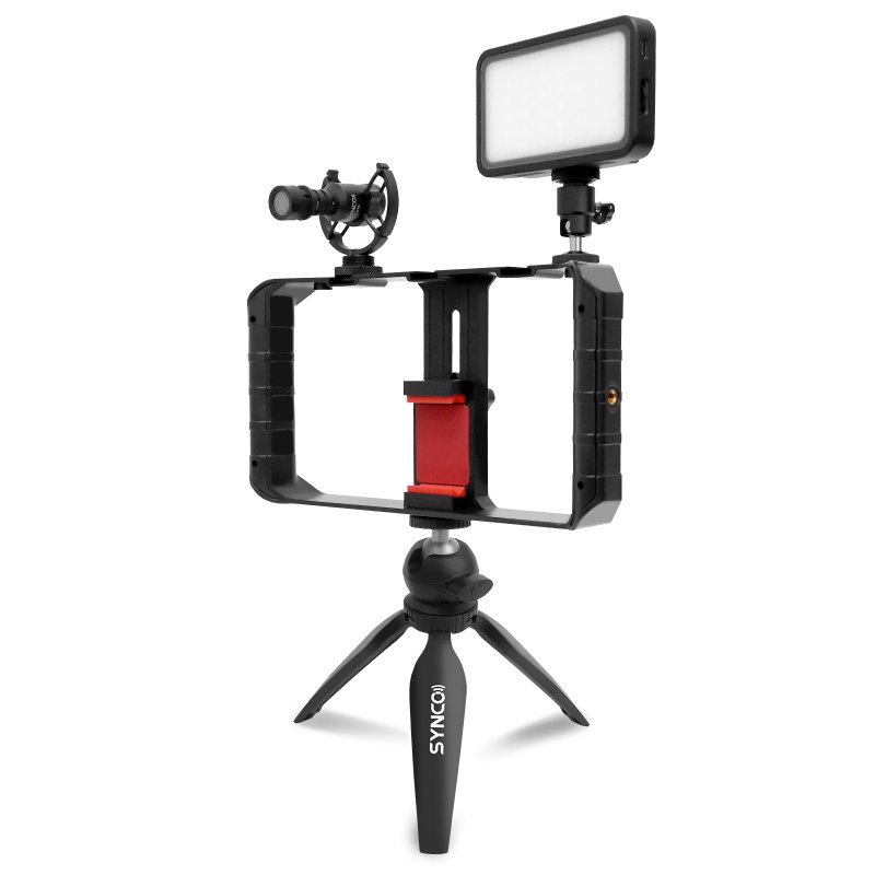 Synco vlog kit komplet med mikrofon, LED, stativ og greb