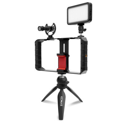 Synco vlog kit komplett med mikrofon, LED, stativ och grep