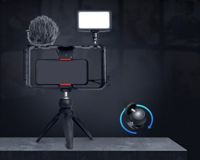Synco vlog kit komplett med mikrofon, LED, stativ och grep