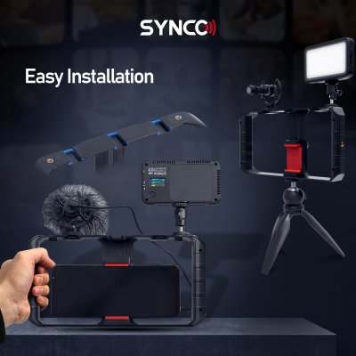 Synco vlog kit komplet med mikrofon, LED, stativ og greb