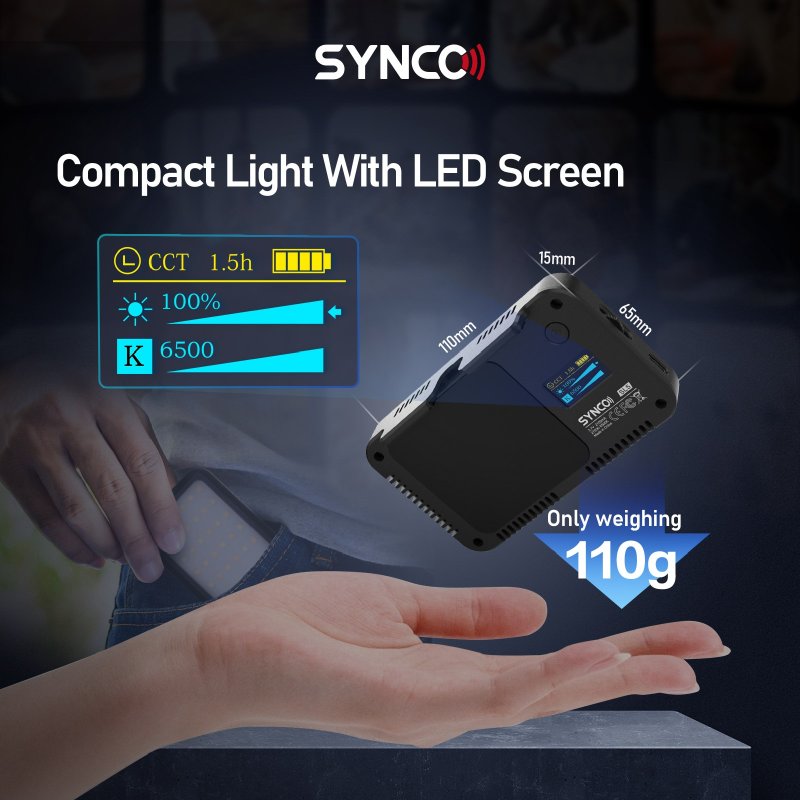 Synco vlog kit komplett med mikrofon, LED, stativ och grep