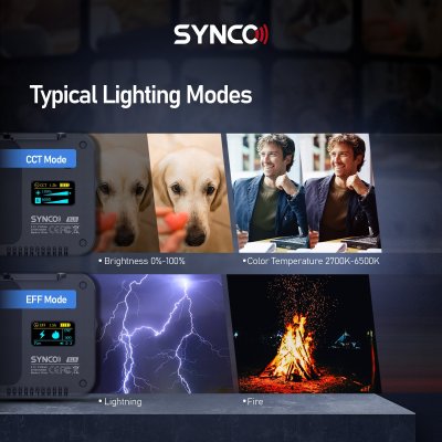 Synco vlog kit komplet med mikrofon, LED, stativ og greb