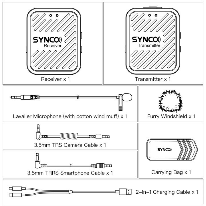 Synco trdlst mikrofon st til interview (1 TX + 1 RX), Hvid