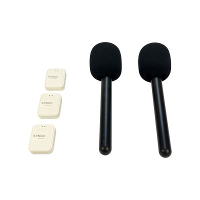 Synco tr�dl�st mikrofon s�t til interview (2 TX + 1 RX), hvid