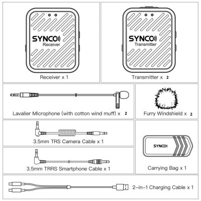 Synco tr�dl�st mikrofon s�t til interview (2 TX + 1 RX)
