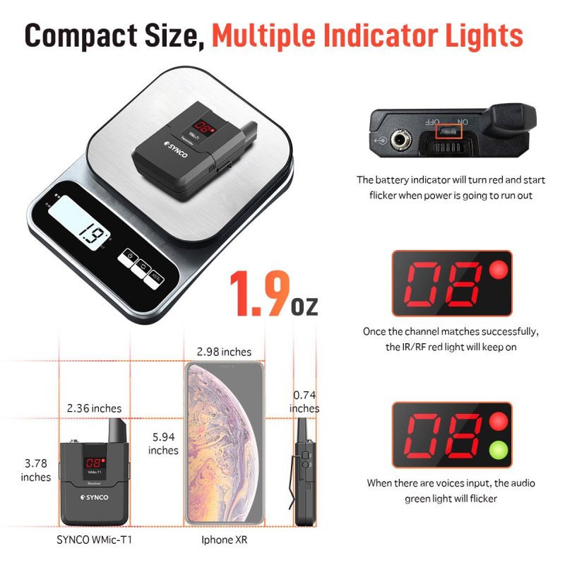 Synco trdlst mikrofonst til DSLR UHF frekvens 572 - 586 MHz