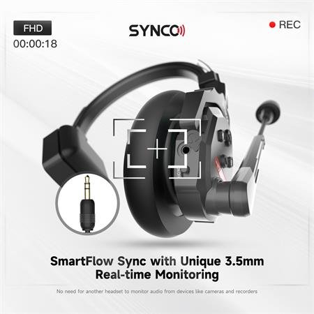 Synco trdls intercom st med 5 styk headset, Sort