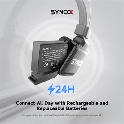 Synco tr�dl�s intercom s�t med 5 styk headset, Sort