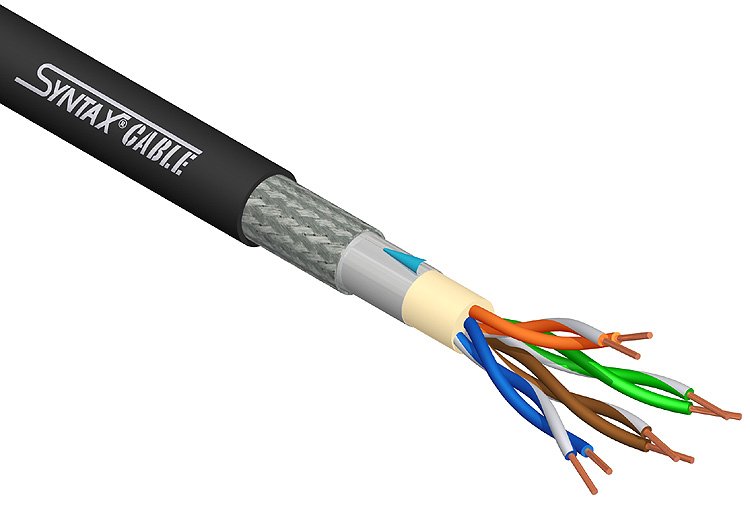 Syntax Cat 5e S-FTP double screen =6,4 mm, 1 m afklip